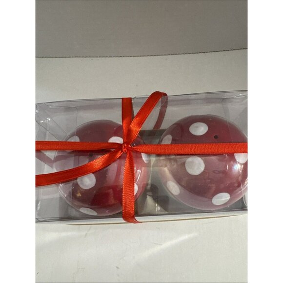 Mushroom Salt & Pepper Shakers Red White Polka Dot NEW Hand Painted by Lang - Picture 2 of 9